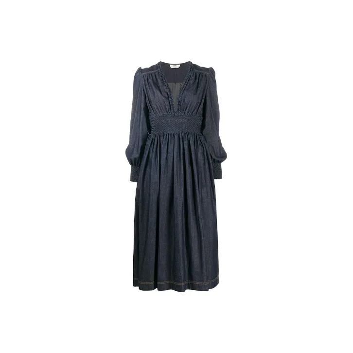 FENDI FW21 Long-Sleeved Dresses Women's Dark Blue-0