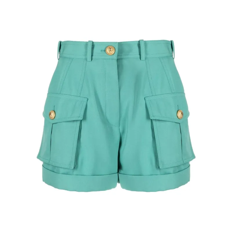 BALMAIN High Waisted Cargo Pockets Shorts-0
