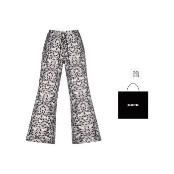 SMFK Casual Pants Women's White Leopard Print