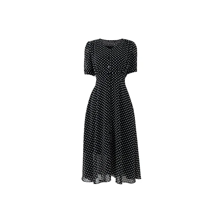 SOON FLOWER Short Sleeved Dresses Women's Black-0