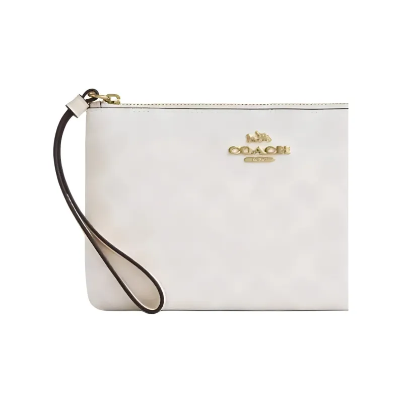 COACH Corner Zip Coated Canvas Clutch Tubas Women's White-2