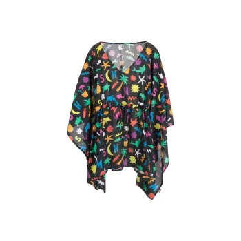MOSCHINO All Over Logo Printed V-Neck Caftan