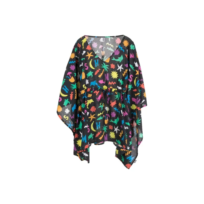 MOSCHINO All Over Logo Printed V-Neck Caftan-0