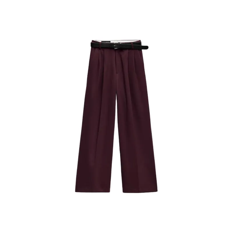 ZARA Casual Pants Women's Dark Red-0