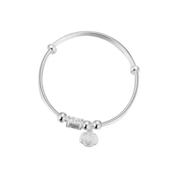 Old Qingyun Silver Building 999 Fine Silver Bangles Unisex