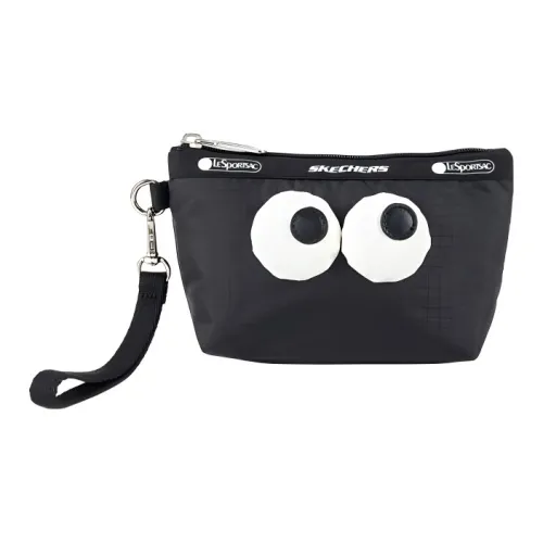 Skechers LeSportsac Poetry Joint Fabric Big Eye Bag Cute Clutch Coin Purse Mini Unisex Carbon Black