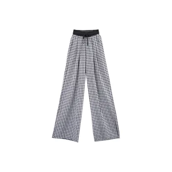 A Paradise For Awakening Casual Pants Women's Black White Plaid