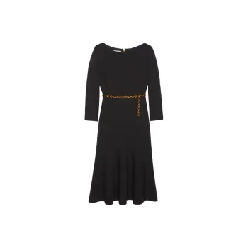 GUCCI Chain Link Belt Midi Dress Black
