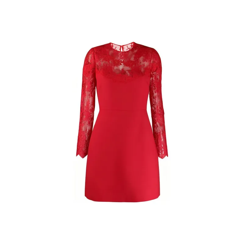 Valentino Long-Sleeved Dresses Women's Red-0