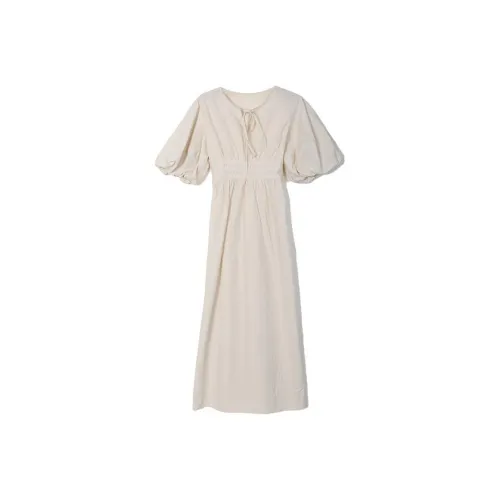 SETIROM Short Sleeved Dress Women's Apricot