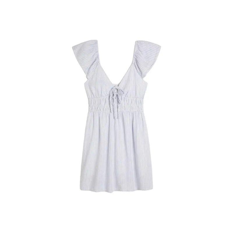 Hollister Short-Sleeved Dresses Women's White Stripes-0