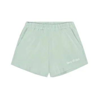 SPORTY & RICH Logo embroidered Cotton Shorts