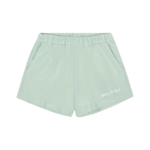 SPORTY & RICH Logo embroidered Cotton Shorts