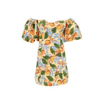 RHODE Dali Floral print Off shoulder Minidress