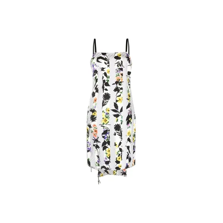 OFF WHITE Striped Floral Print Dress-0