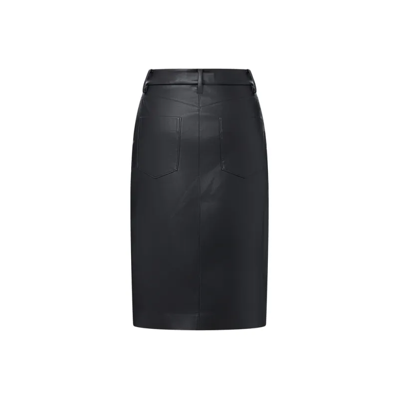 MOCO Leather Long Skirt Women's Black-0