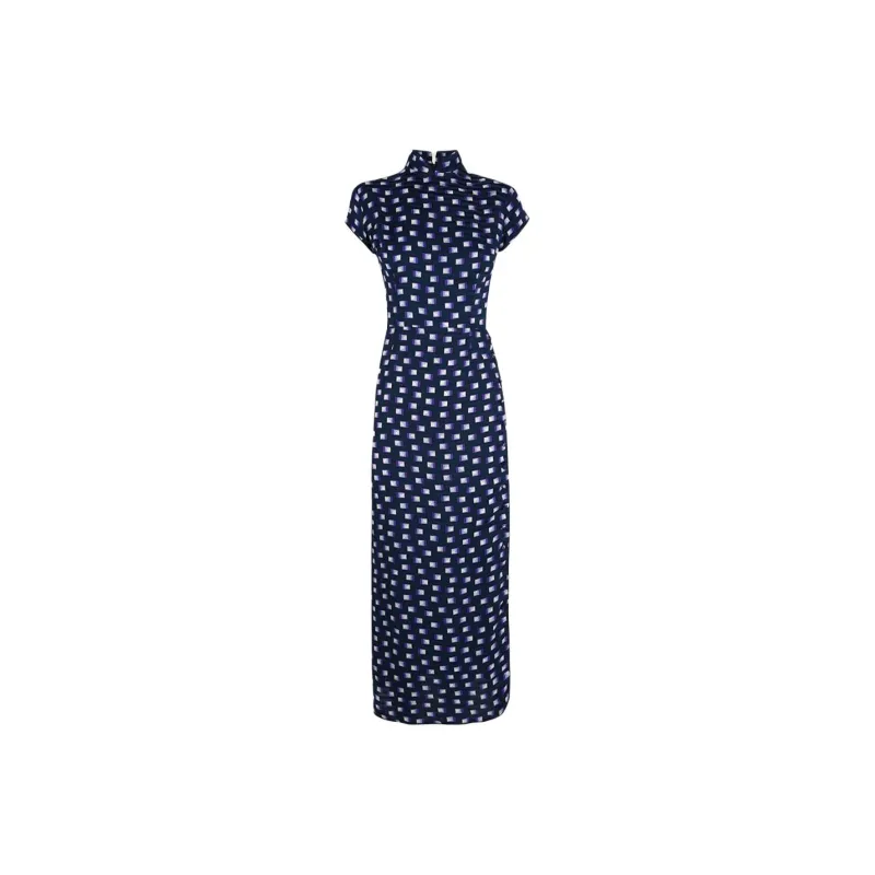 AMLUL Short Sleeved Dress Women's Marine Blue-0