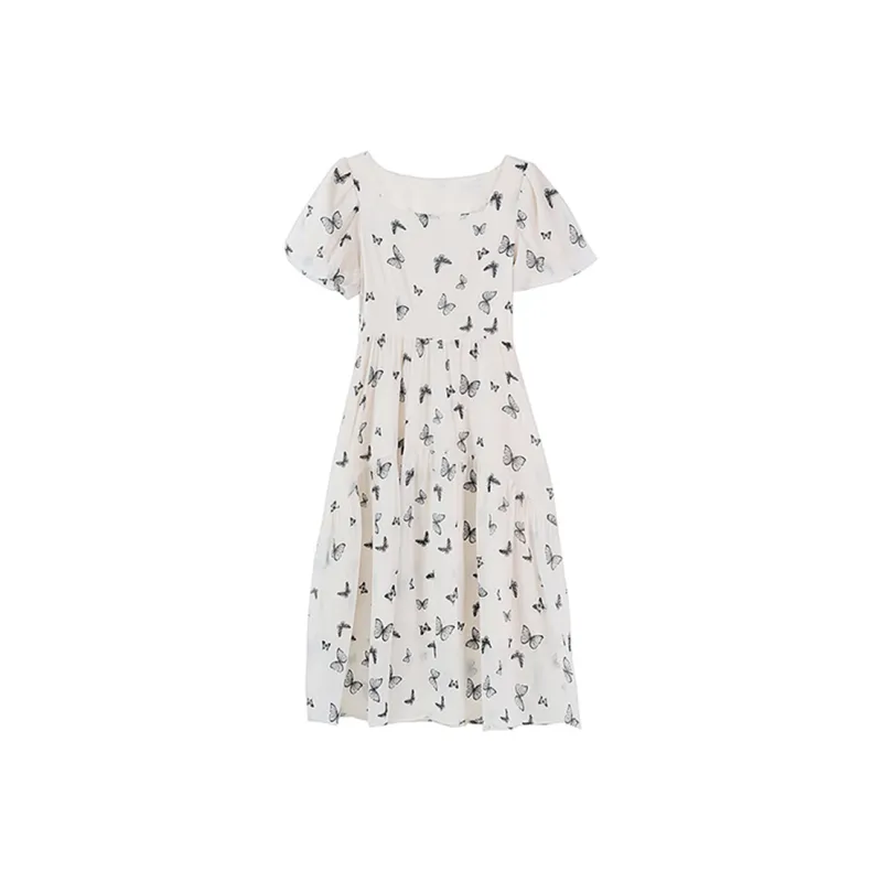 COVT Short Sleeved Dresses Women's White Floral-0