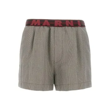 MARNI Logo Band Houndstooth Patterned Shorts