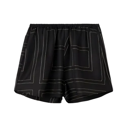(W) 토템 모노그램 실크 파자마 쇼츠 블랙