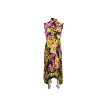 VERSACE Floral Printed Asymmetric Sleeveless Dress