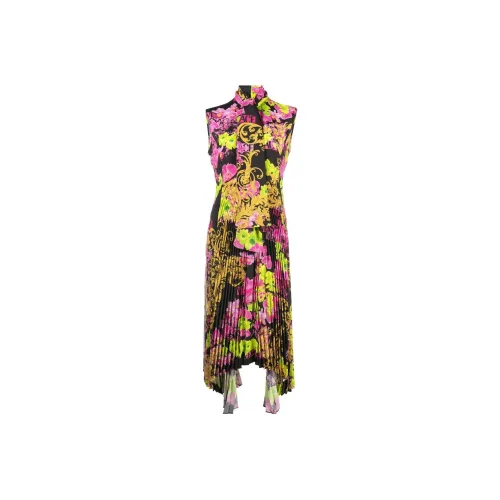 VERSACE Floral Printed Asymmetric Sleeveless Dress