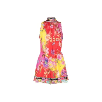Camilla Floral print Tie neck Playsuit