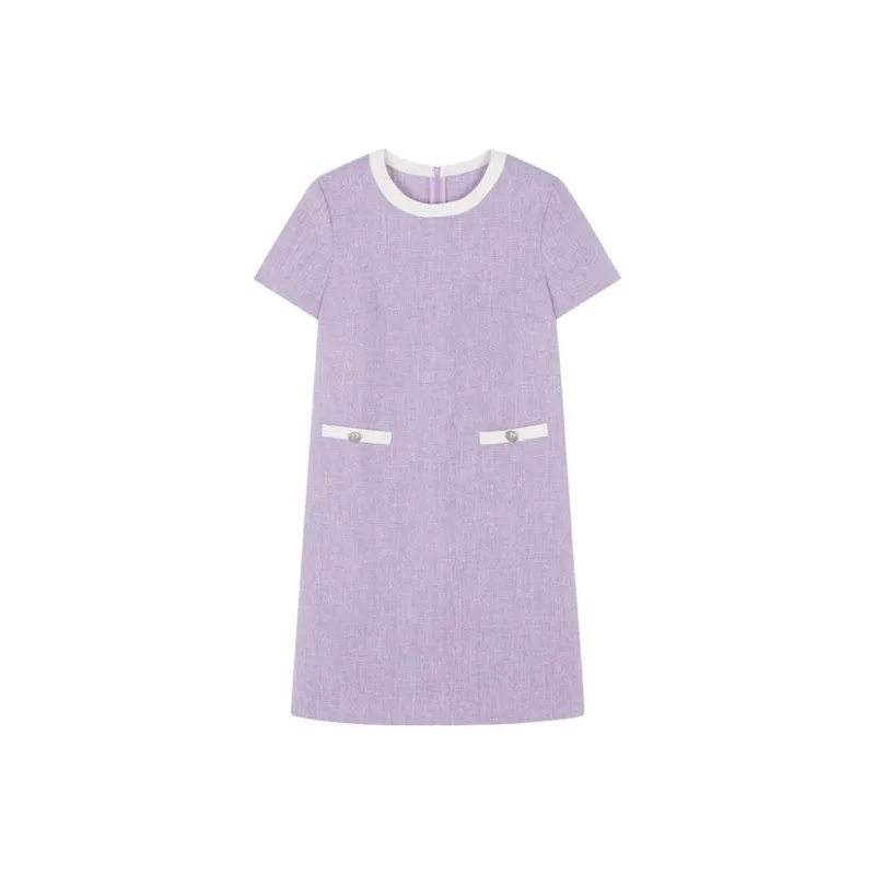IHIMI Short Sleeved Dress Women's Light Purple-2
