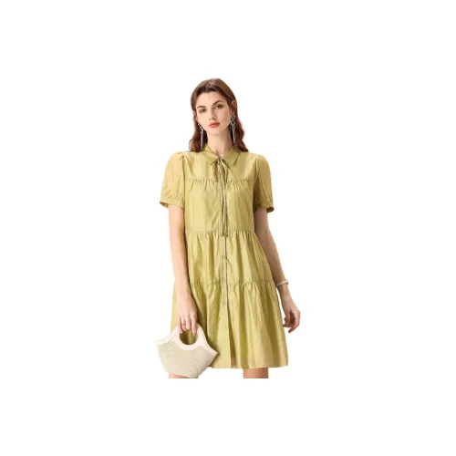 FENHONGMALI Short-Sleeved Dresses Women's Green
