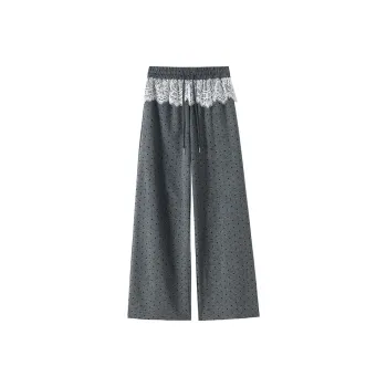 BDGU Casual Pants Women's Gray Polka Dot