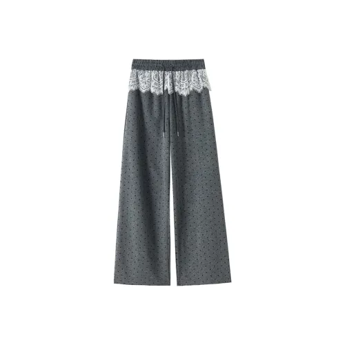 BDGU Casual Pants Women's Gray Polka Dot