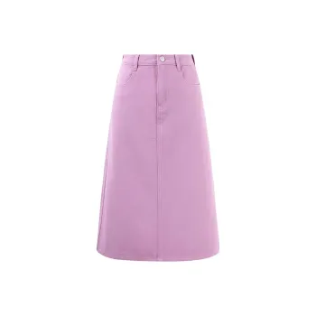HDFULERN Denim Long Skirts Women's Pink Purple