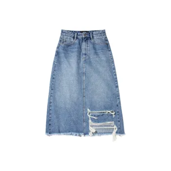 Prth Promethean Denim Long Skirts Women's Light Blue