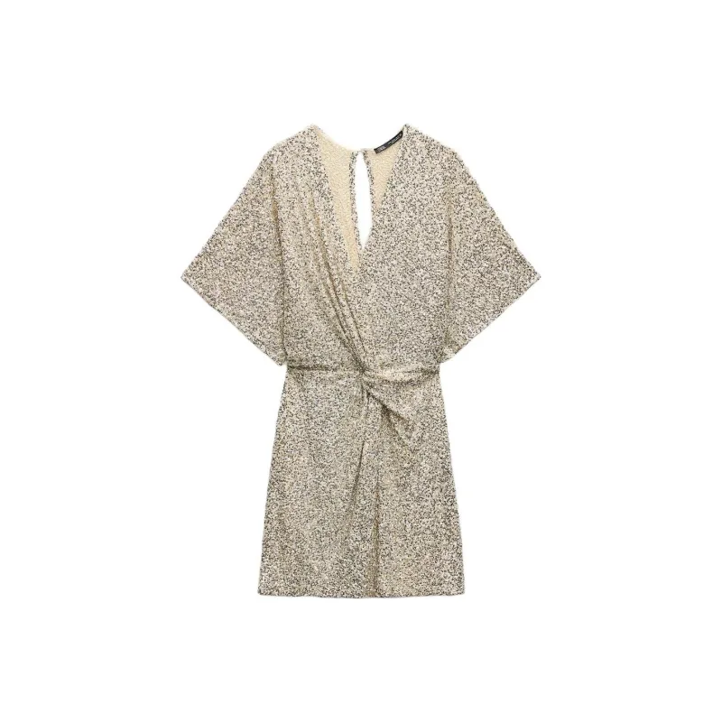 ZARA Short Sleeved Dresses Women's Silver-0
