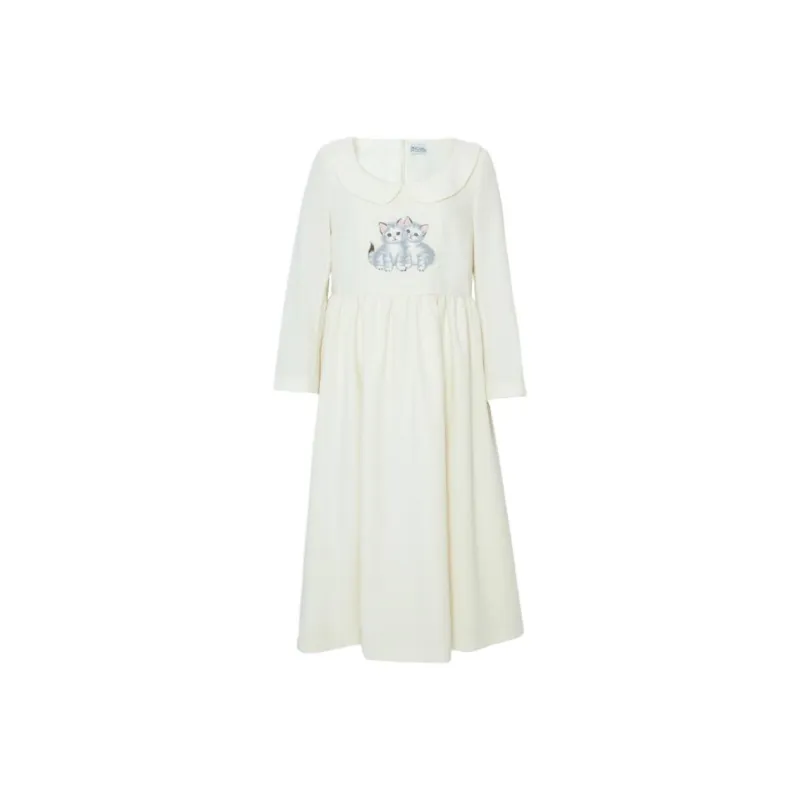 CatPunch Long Sleeved Dresses Women's Beige-0