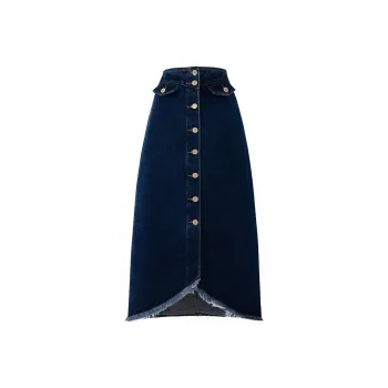 SOON FLOWER Denim Long Skirts Women's Blue