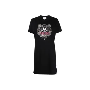 KENZO Classic Tiger Head Short Sleeved Dresses Women's Black