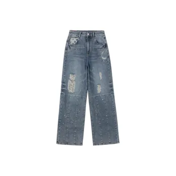 MEETLADY Jeans Women's Vintage Denim Blue
