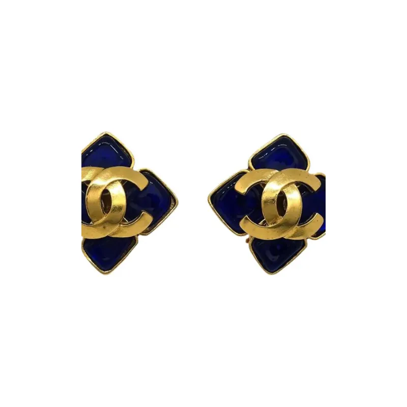 CHANEL 1995 Cc Rhombus Clip on Earrings-2