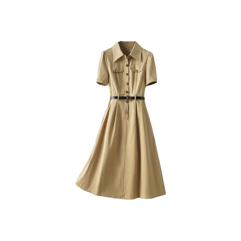 RTNH Short Sleeved Dresses Women's Khaki-0