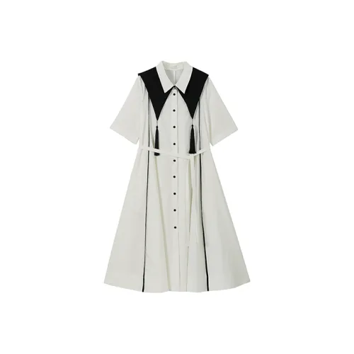 MS-Echo SS22 A-Line Skirt Dress Tissue White