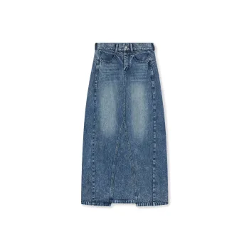THE SALVAGES FASHION CLUB Denim Long Skirt Women's Washed Blue