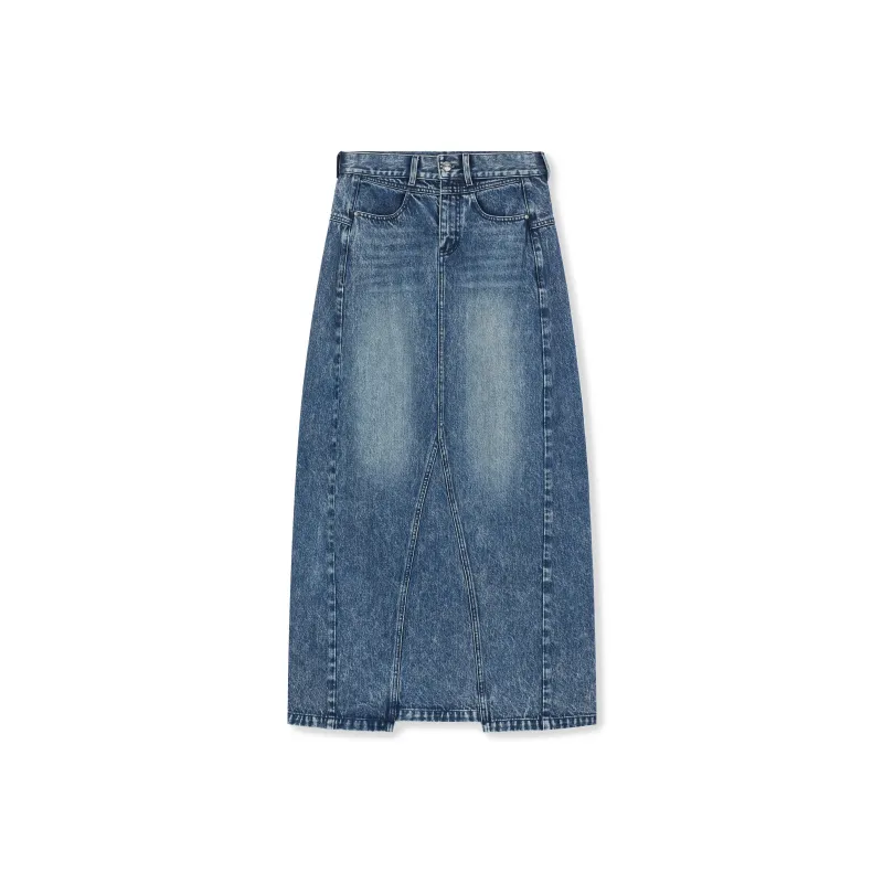 THE SALVAGES FASHION CLUB Denim Long Skirt Women's Washed Blue-0