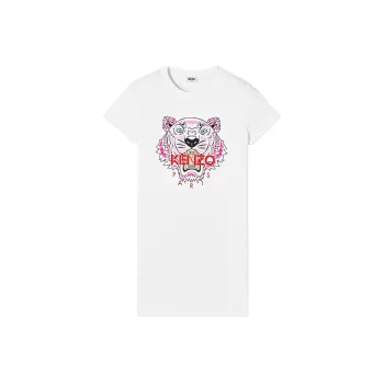 KENZO Classic Tiger Head SS21 Short Sleeved Dress Women's White