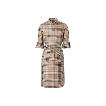 Burberry Checked Tie Waist Shirt Dress