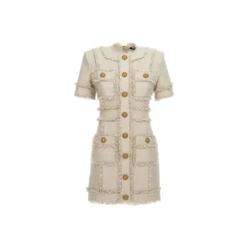 BALMAIN Short-Sleeved Dresses Women's Beige