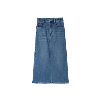 HIPPIEMISS Denim Long Skirts Women's Vintage Blue