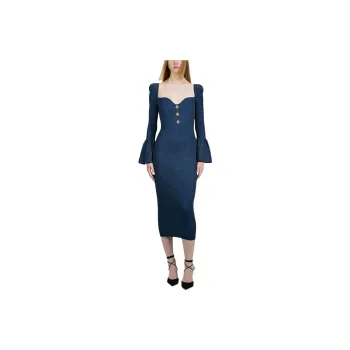 Self portrait FW22 Long Sleeved Dress Women's Navy Blue
