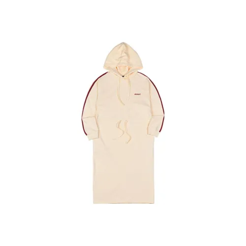 Nerdy Long-Sleeved Dresses Women's Milk White