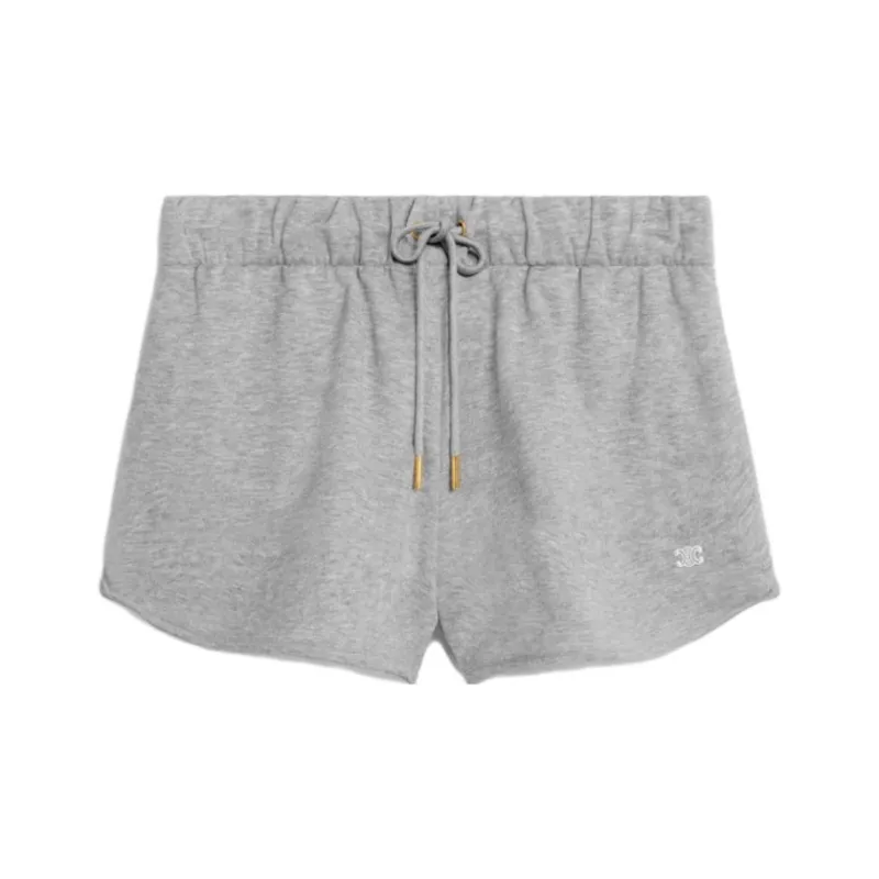 CELINE Triomphe Mini Shorts In Cotton And Cashmere-0